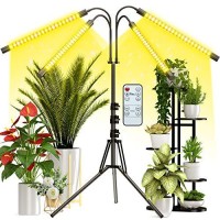 Grow Light With Stand, Frenan Grow Lights For Indoor Plants With Full Spectrum, 10 Dimmable Brightness, 4/8/12H Timer, 3 Switch Modes, Adjustable Gooseneck, Suitable For Plants Growth