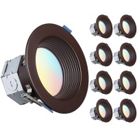 Torchstar 8Pack 5Cct 4 Inch Led Integrated Canless Led Recessed Lighting With Jbox Antiglare Deep Baffle Cri90 Dimmable Cei