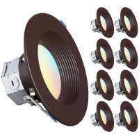 Torchstar 8Pack 5Cct 6 Inch Led Integrated Canless Led Recessed Lighting With Jbox Antiglare Deep Baffle Cri90 Dimmable Cei