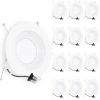 Energetic Dimmable Led Recessed Lights 5/6 Inch, Cool White 4000K, 13W=150W, 1000Lm, Energy Star & Etl, 12 Pack Led Downlight, Simple Retrofit Installation, Baffle Trim, Damp Rated