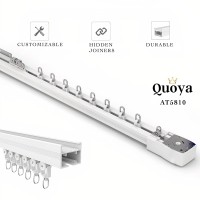 Quoya Smart Electric Curtain Track At5810?Up To 3M(118In) - Motorised And Adjustable ?, With Automated Rail Motor With App, Voice, Remote Control, Compatible With Alexa, Google And Siri