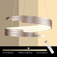 Lyqimm Dimmable Modern Led Pendant Light Fixture With Remote Control, 3 Colors 3000K-6500K Adjustable Rings Hanging Lamp Contemporary Led Chandelier For Dining Room Living Room Bedroom Foyer, Gold