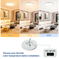 Cycevsun 4 Pack Dimmable Flush Mount Ceiling Light 12 Inch 3 Color Temp Selectable 20W Round White Etl