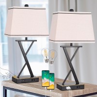 Set Of 2 Crystal Table Lamp, 3-Way Dimmable Touch Control Lamp With Dual Usb Ports, Bedside Lamp With One Ac Outlet, Elegant Crystal Lamps For Bedroom, Perfect Decor Nightstand Lamp, 2 Bulbs Included