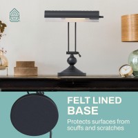 Home Intuition Classic Antique Retro Adjustable Leaning Piano Lamp Banker Desk Light, Bulb Not Included (Matte Black)