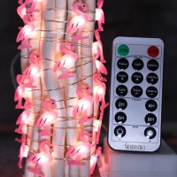 Silverstro Flamingo Led Lights Fairy Tale Themes Battery & Usb Powered 10Ft 30Leds Fairy Lights With Remote - Baby Birthday Summer Decor - Flamingo Length 1