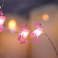 Silverstro Flamingo Led Lights Fairy Tale Themes Battery & Usb Powered 10Ft 30Leds Fairy Lights With Remote - Baby Birthday Summer Decor - Flamingo Length 1