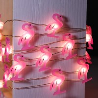 Silverstro Flamingo Led Lights Fairy Tale Themes Battery & Usb Powered 10Ft 30Leds Fairy Lights With Remote - Baby Birthday Summer Decor - Flamingo Length 1