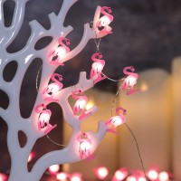 Silverstro Flamingo Led Lights Fairy Tale Themes Battery & Usb Powered 10Ft 30Leds Fairy Lights With Remote - Baby Birthday Summer Decor - Flamingo Length 1