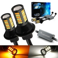 Syneticusa 3157 Error Free Canbus Dual Color Type 2 Switchback Led Turn Signal Light Bulbs No Hyper Flash All In One Built In Resistors (Turn Signal-Amber)