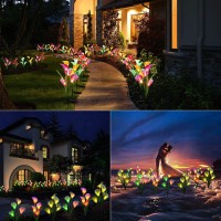 Brizlabs Outdoor Solar Flower Lights, 4 Pack 16 Led Solar Powered Garden Stake Lights, Multi-Color Changing Calla Lily Flower Lights, Waterproof Solar Landscape Lights For Garden, Patio, Pathway Decor