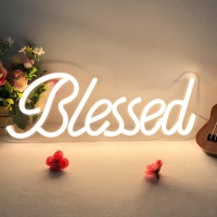 Divatla Blessed Neon Sign For Wall Art, Blessed Led Light Decor For Bedroom, Dimmable Neon Signs For Office Studio Lounge, Christmas Gifts For Friends & Family, 5V Usb Powered 17