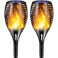 Sunner Thinken Solar Torch Flames Light Large Size & Vivid Flame 96 Led Solar Powered Outdoor Waterproof Landscape Decor Lights Auto On/Off For Garden Patio Yard Christmas Decorations 2-Pack