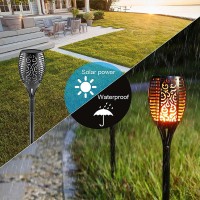 Sunner Thinken Solar Torch Flames Light Large Size & Vivid Flame 96 Led Solar Powered Outdoor Waterproof Landscape Decor Lights Auto On/Off For Garden Patio Yard Christmas Decorations 2-Pack