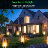 Sunner Thinken Solar Torch Flames Light Large Size & Vivid Flame 96 Led Solar Powered Outdoor Waterproof Landscape Decor Lights Auto On/Off For Garden Patio Yard Christmas Decorations 2-Pack