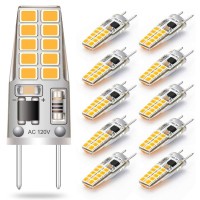 Lacnooe G8 Led Bulb Dimmable Warm White 2700K-3000K For Puck Light, Under Cabinet Light, Under Counter Kitchen Lighting, T4 Jcd Type Bi-Pin Base, 120V 3W Equivalent To Halogen Bulb 20W-25W (10 Pack)