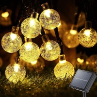 Oreunik Solar String Lights Outdoor F,8 Mode 7M24Ft 30 Led Crystal Ball Outdoor Solar Powered String Lights For Patio,Solar Garden Lights For Yard Porch Wedding Party Decoration