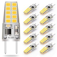 Lacnooe G8 Led Bulb Dimmable Daylight White 6000K For Puck Light, Under Cabinet Light, Under Counter Kitchen Lighting, T4 Jcd Type Bi-Pin Base, 120V 3W Equivalent To Halogen Bulb 20W-25W (10 Pack)