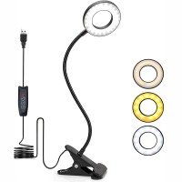 Foneso Desk Lamp Clip On Light, 48 Led Usb Lamp With 3 Color Modes 10 Brightness Levels, 360 Flexible Gooseneck Eye Protection Bed Night Light For Reading, Makeup, Fill Light (Black)