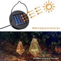 Maggift 2 Pack Solar Hanging Lights Solar Powered Retro Lantern With Handle Warm White Led Christmas Garden Lights Metal Diam