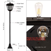 Maggift 67 Inch Solar Lamp Post Lights, 100 Lumen Solar Powered Vintage Street Lights Outdoor, Warm White Led Edison Bulb Solar Post Light For Lawn, Pathway, Driveway, Front/Back Door