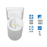 Nicor Outdoor Owcr4U1035Mv30Wh Dorado 35W Round Led Wall Mount 3000K White Outdoor Cylinder Light 4