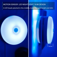 Mycozylite Motion Sensor Night Light, Blue Night Light Plug Into Wall, Led Night Light Motion Sensing, Energy Efficient, Slim, Night Light For Bathroom, Bedroom, Kitchen, Hallway, Stair, 2 Pack