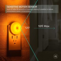 Amber Led Motion Sensor Night Lights, Movement Detector Nightlight Plug In, Energy Efficient Slim Round Diffused Light Plug Into Wall, For Bathroom, Bedroom, Kitchen, Hallway, Stairway, 2 Pack