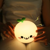 Hjkpm Night Light For Girls, Cute Dumpling Silicone Pat Light Novelty Led Bedroom Bedside Lamp With 7-Color Breathing Modes And Gift Wrap For Fun Children'S Gift (Squint)