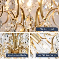 Bestier Modern Gold Pendant Chandelier Crystal Raindrop Lighting Ceiling Light Fixture Lamp For Dining Room Bathroom Bedroom Liv