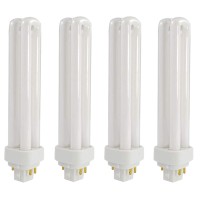 Dysmio 13 Watt Cfl Light Bulbs | 4 Pin G24Q-1 Base 3500K Neutral White | 13W High Output 900 Lumens | Double Tube Compact Fluorescent Light Bulbs Plug-In | 4 Pack