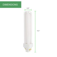 Dysmio 13 Watt Cfl Light Bulbs | 4 Pin G24Q-1 Base 3500K Neutral White | 13W High Output 900 Lumens | Double Tube Compact Fluorescent Light Bulbs Plug-In | 4 Pack