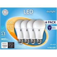 Ge Daylight 100 Watt Replacement Led Light Bulbs, General Purpose, Bluish White Light Bulbs 4 Pack (Daylight, 4 Pack)