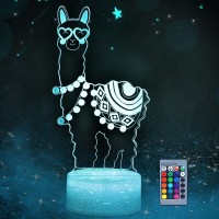 3D Llama Night Light, Love Heart Alpaca Llama 3D Visual Lamp With Remote Control Desk Home Decoration Lamps 16 Colors Changing 3D Illusion Night Lights Birthday Gifts For Kids