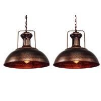 Lingkai 1614 Farmhouse Pendant Light Rustic Vintage Hanging Light Fixture Barn Dome Lampshade Ceiling Mount Lamp For Kitchen