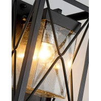 Eeru Outdoor Wall Sconce Modern Exterior Wall Mount Porch Lights Black Metal With Seeded Glass Waterproof Outdoor Wall Light Fixtures Outside Lighting For House Garage Front Door Patio Garden