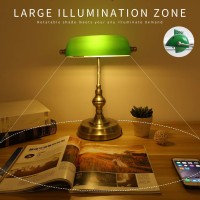 Liylan Green Glass Bankers Desk Lamp Vintage Desk Lamp Touch Control 3 Way Dimmable Table Lamp With Usb Charging Port Mid Cent