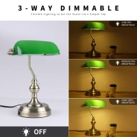 Liylan Green Glass Bankers Desk Lamp Vintage Desk Lamp Touch Control 3 Way Dimmable Table Lamp With Usb Charging Port Mid Cent