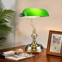 Liylan Green Glass Bankers Desk Lamp Vintage Desk Lamp Touch Control 3 Way Dimmable Table Lamp With Usb Charging Port Mid Cent