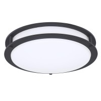 14 Inch Matte Black Round 26 Watt, 1400 Lumens Dimmable Dc Led Flush Mount Ceiling Light Fixture, Soft White, Bright White, Daylight 3000K/4000K/5000K, Ev1414C3C-43