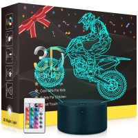 Metplus Dirt Bike Night Light Motocross Lamp, Motorcycle 3D Illusion Led Lights Kids Room Decor Lampeez Birthday Xmas Gift For Boys Girls Men With Remote & Touch Control, Timer, Dimmable,16 Colors