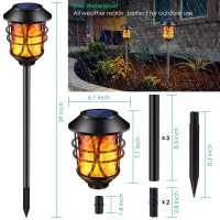 Tomcare Solar Lights Metal Solar Torch Lights Flickering Flame Outdoor Lighting Decorative Landscape Pathway Garden Lights Water