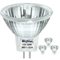 Ryloas Gu4 Halogen Bulb, 3Pcs Gu4 Mr11 12V 20W Dimmable With Glass Cover, High Output 250Lm Gu4 Base Mr11, 2800K Warm White Mr11 Bulb Great For Indoor Outdoor Accent Lights, Track Lights, Landscape