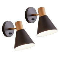 Clankin Wall Sconces Lighting Fixture Set Of 2,Black Rotateable Wall Mounted Bedside Wall Lamp For Industrial Bedroom Bathroom, Sink Lighting For Bedroom Hallway Living Room (2Pack-Black)