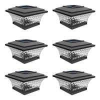 Huyieno Solar Cap Lights Outdoor Led Lighting Deck Fence Two Light Modes Warm White/Bright White Suitable For 4X4 Wooden Posts Black 6Pk