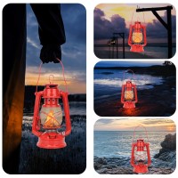 Agatige Vintage Kerosene Lamp, Iron Kerosene Oil Lantern Hanging Hurricane Lamp For Indoor Outdoor Home Party Pub Decoration(Red)