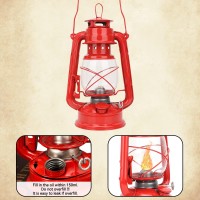 Agatige Vintage Kerosene Lamp, Iron Kerosene Oil Lantern Hanging Hurricane Lamp For Indoor Outdoor Home Party Pub Decoration(Red)