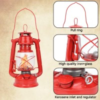 Agatige Vintage Kerosene Lamp, Iron Kerosene Oil Lantern Hanging Hurricane Lamp For Indoor Outdoor Home Party Pub Decoration(Red)