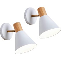 Clankin Wall Sconces Lighting Fixture Set Of 2, Rotatable Wall Mounted Bedside Reading Lamp For Industrial Bedroom Bathroom, Sink Light For Hallway Living Room (White)