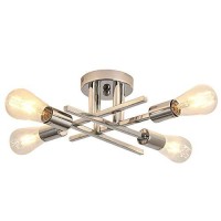 Zglaojt4-Lights Ceiling Light Fixture,Chrome Modern Metal Chandelier,Farmhouse Lighting For Kitchen Bedroom Bathroom Livingroom Corridor Laundryroom Bar